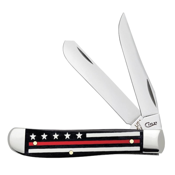 Case Cutlery 2023 Case Stripes Of Service Smooth Black Bone W/Color Inlays Red Line Mini Trapper 6207 Ss CAS-07311 - main